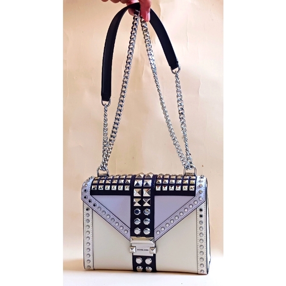 NWOT $359 MICHAEL KORS Large Studded Saffiano Leather Bag 🩷LIVE show item - Picture 6 of 7